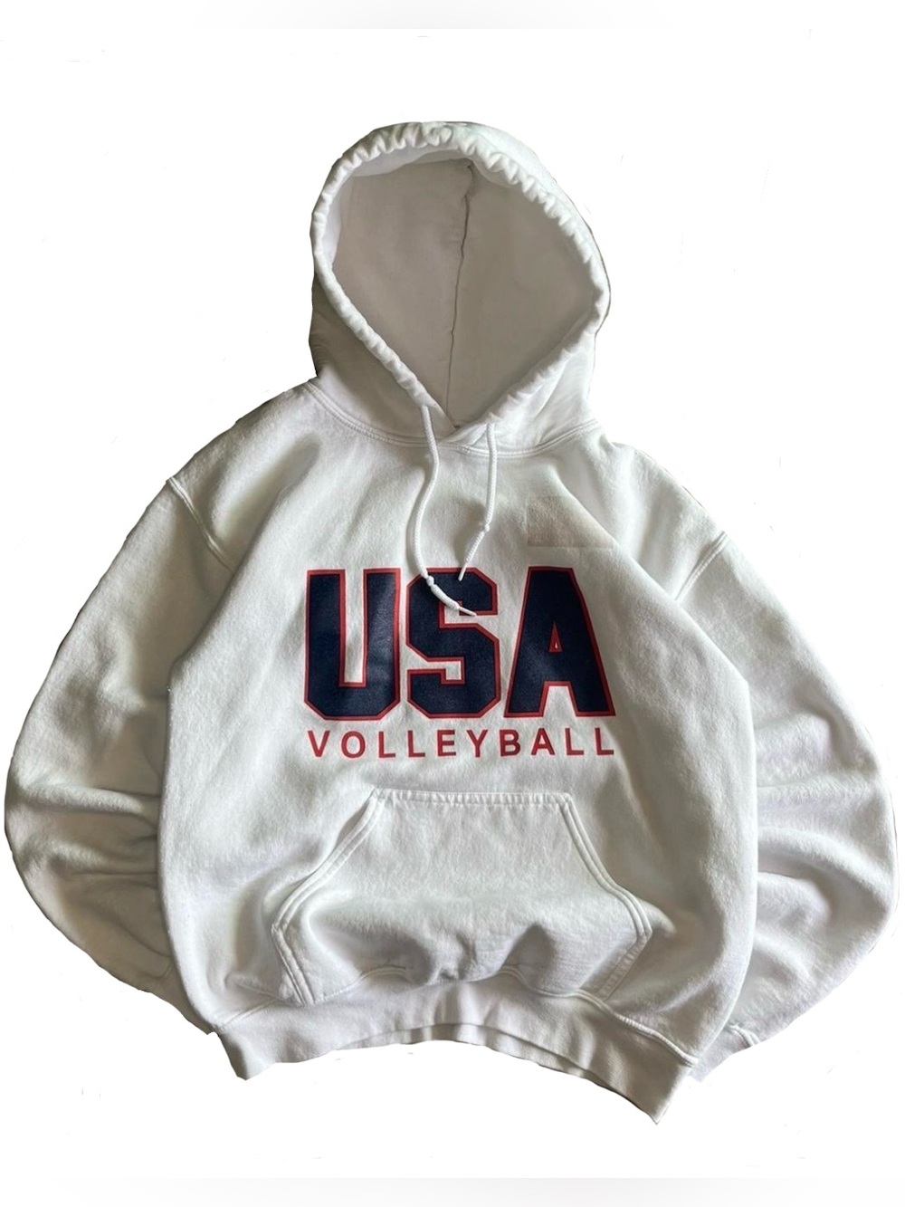 Vintage oversized White USA Volleyball center logo hoodie